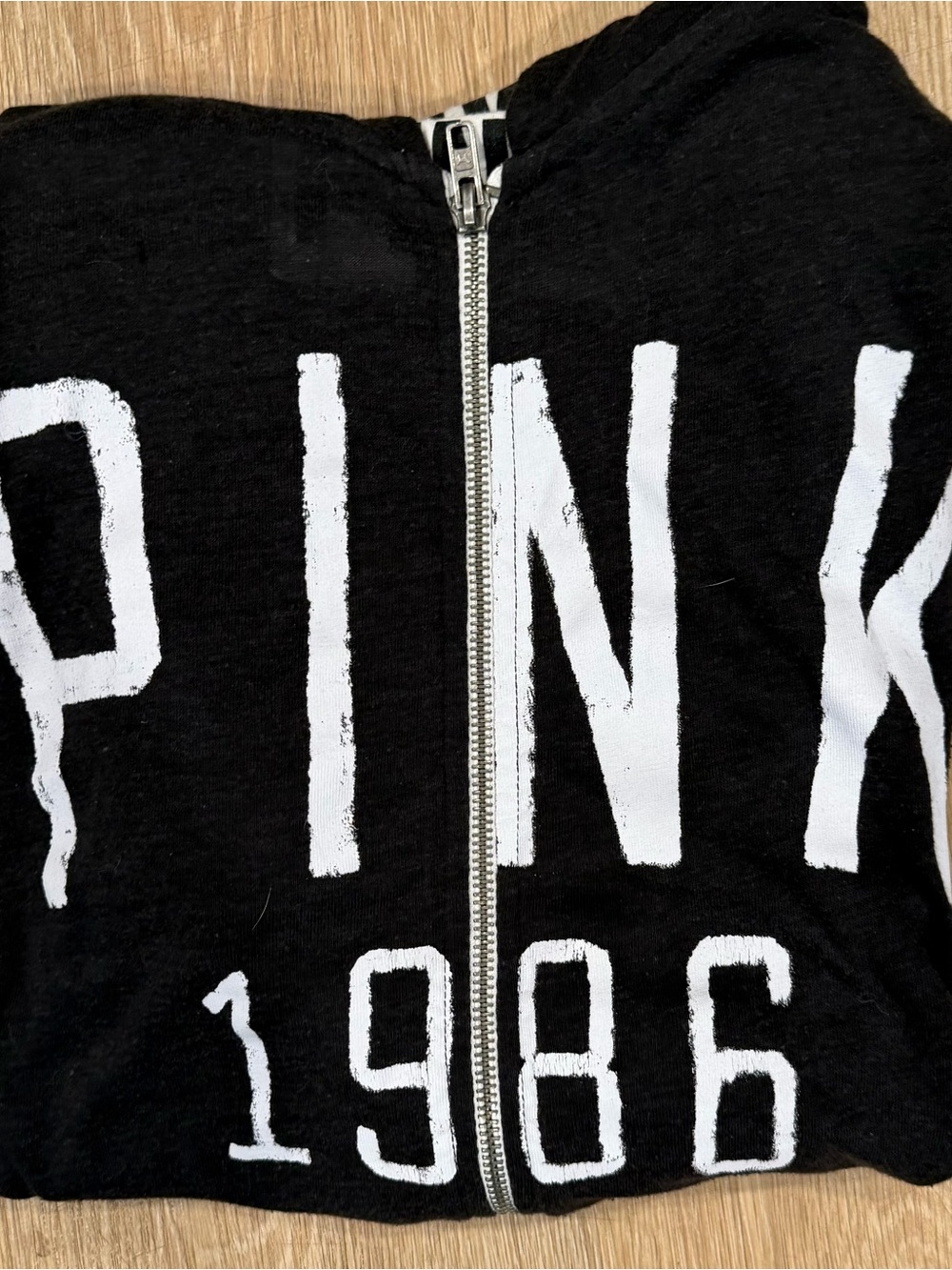 PINK Victoria's Secret Black wi Zip Hoodie